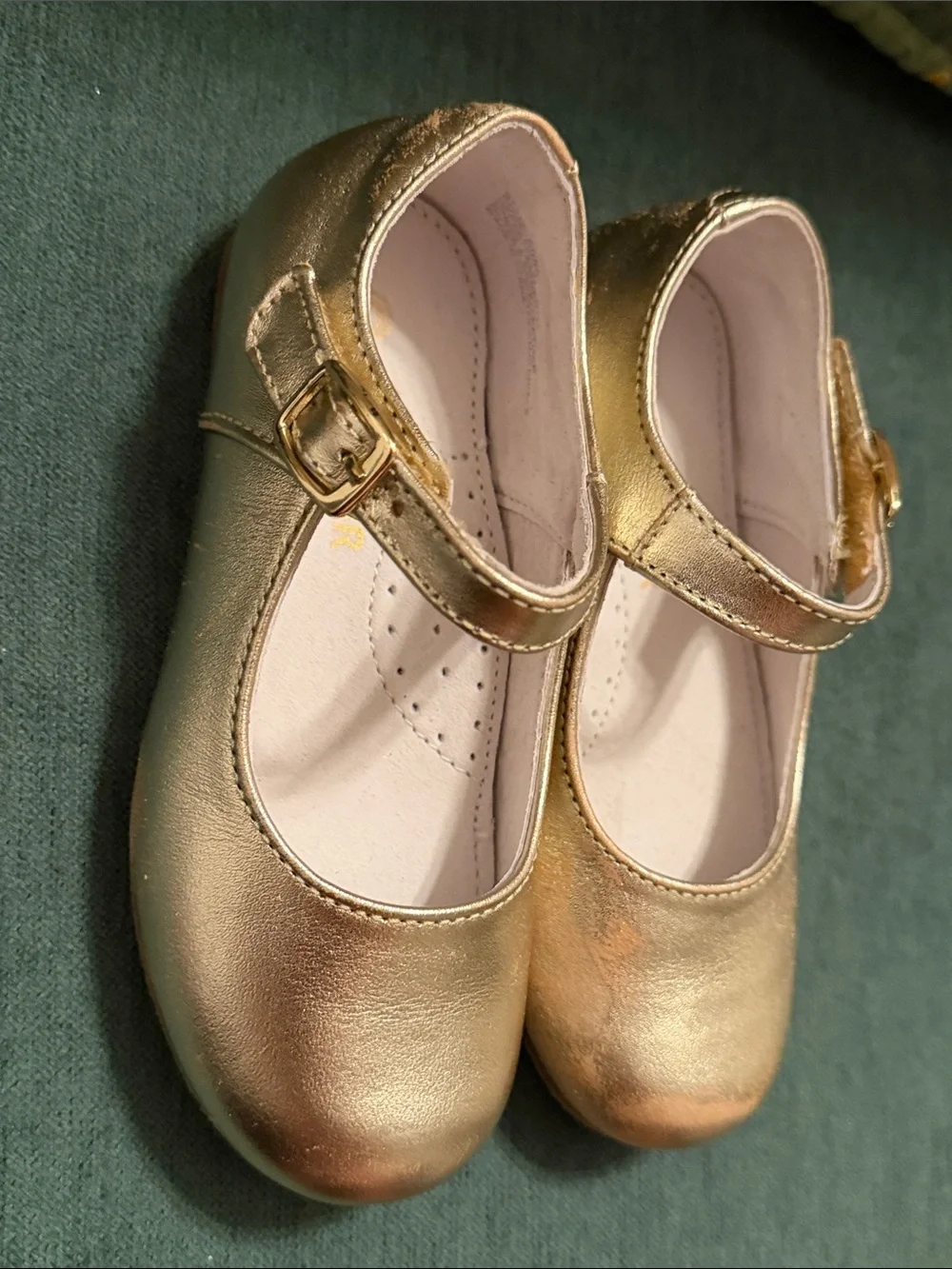 L'Amour Gold Metallic Mary Jane Shoes for Kids